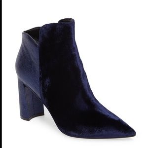 Marc Fisher Harper Bootie in Navy Velvet /Leather